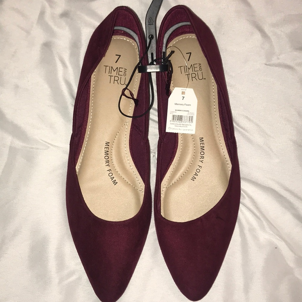 Memory Foam Burgundy Flats